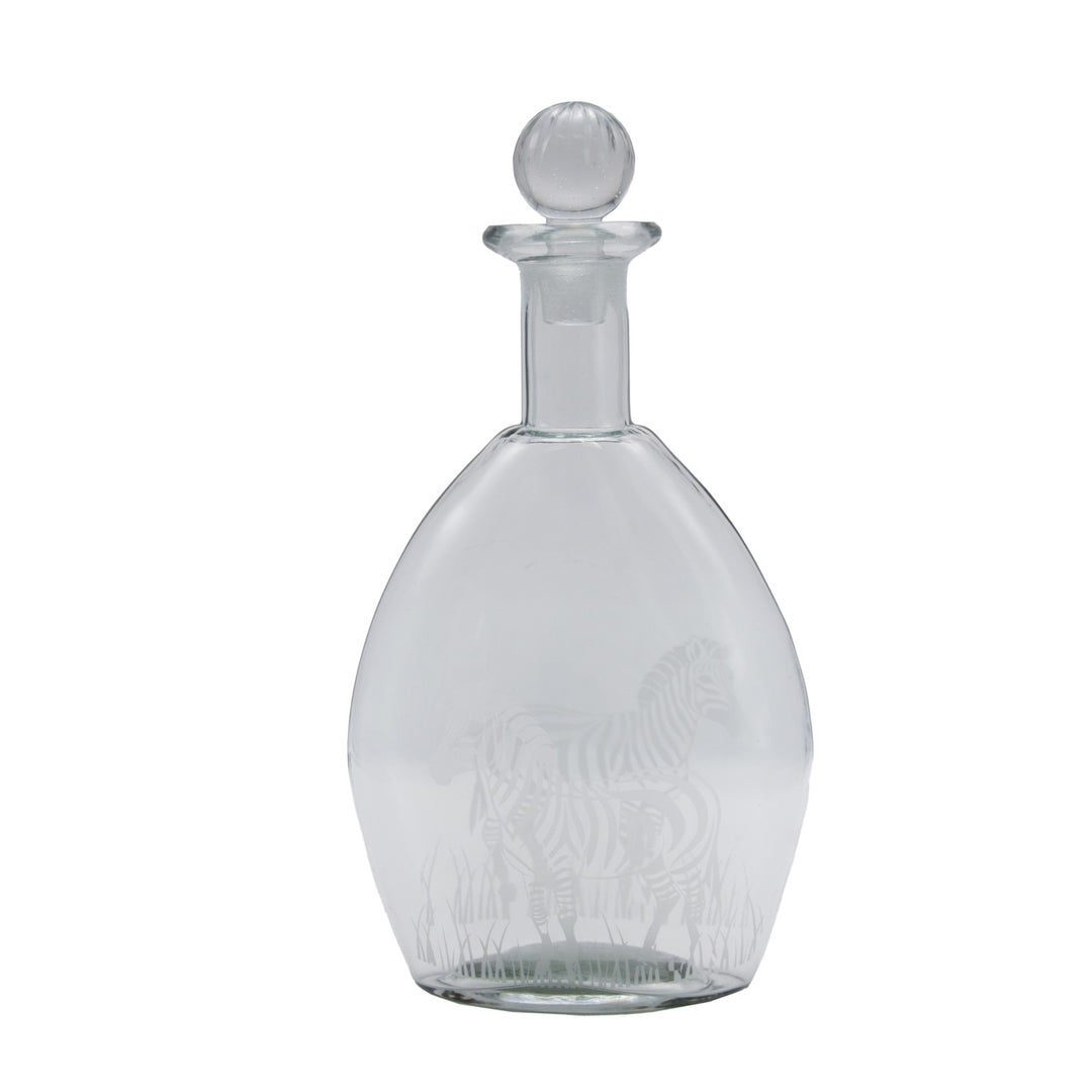 1 Qt Etched Glass Zebra Decanter w/ Glass-Stopper-Home/Giftware-Kevin's Fine Outdoor Gear & Apparel