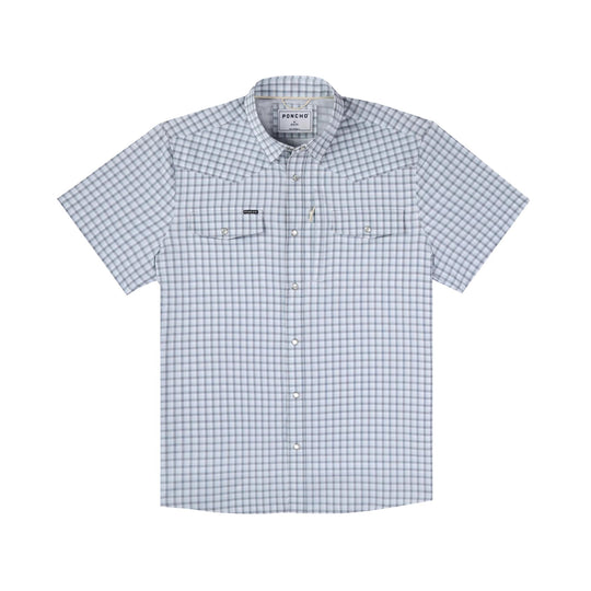 Poncho The Mako Western Short Sleeve Shirt-Men's Clothing-Navy and Blue Plaid-Regular-S-Kevin's Fine Outdoor Gear & Apparel