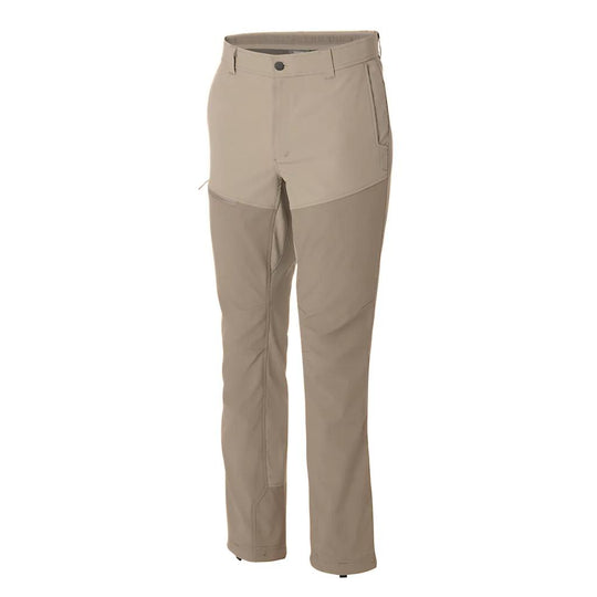 Orvis Men's PRO LT hunting pants in tan, featuring durable stretch CORDURA nylon, articulated knees, and reinforced panels.