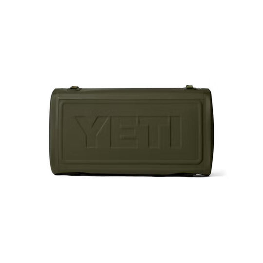 Olive green YETI Panga 50L submersible waterproof duffel bag with a durable ThickSkin shell and embossed logo.