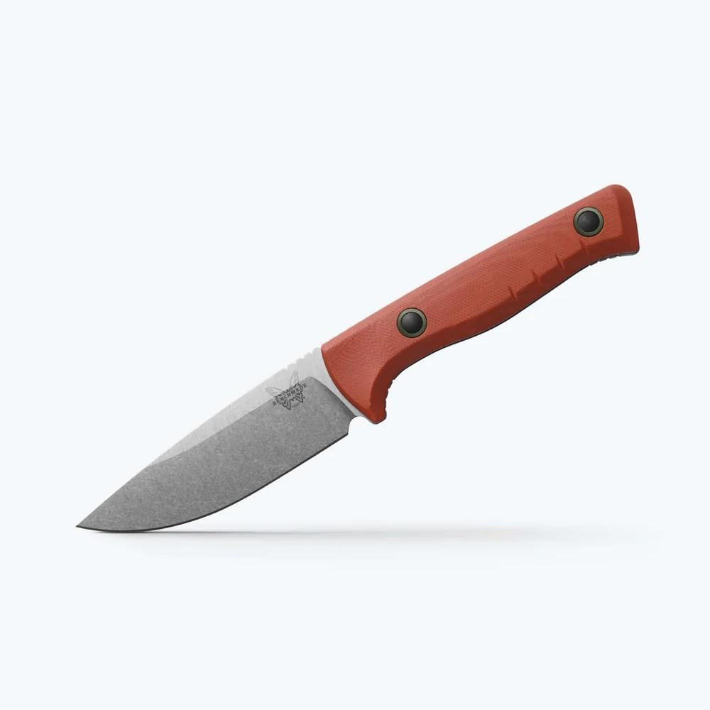 Knife with a red handle on a white background