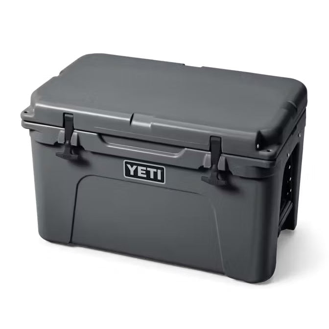 Gray YETI cooler box on a white background