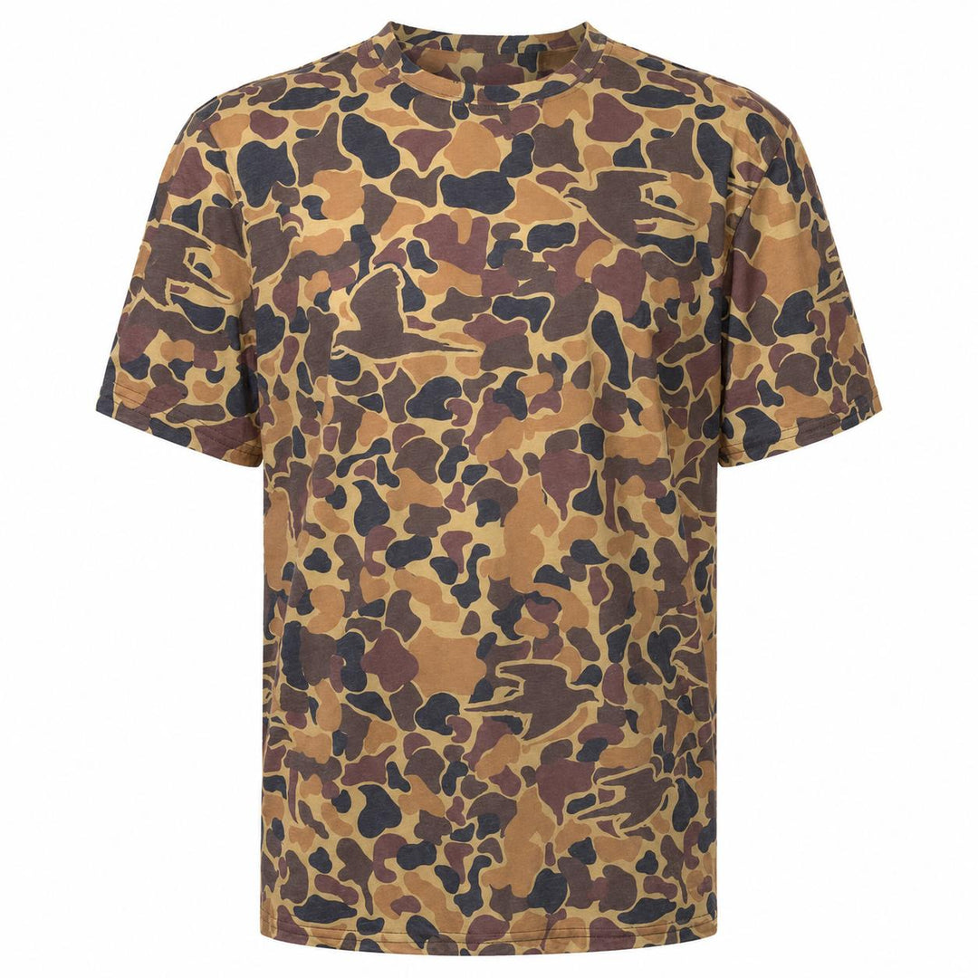 Kevin's short sleeve DriRelease t-shirt in vintage dove camo with a relaxed fit and moisture-wicking fabric.
