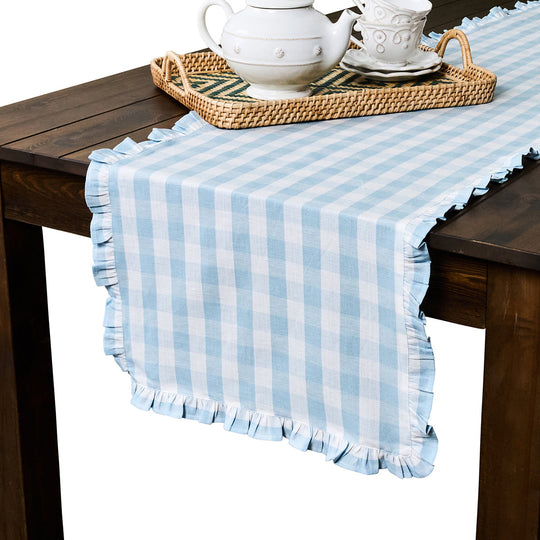 Juliska 18" x 90" Gingham Ruffle Table Runner-Home/Giftware-Kevin's Fine Outdoor Gear & Apparel