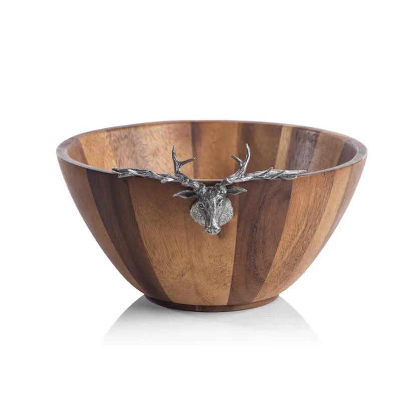 St. Anton Wood & Pewter Stag Head Salad Bowl-Home/Giftware-Kevin's Fine Outdoor Gear & Apparel