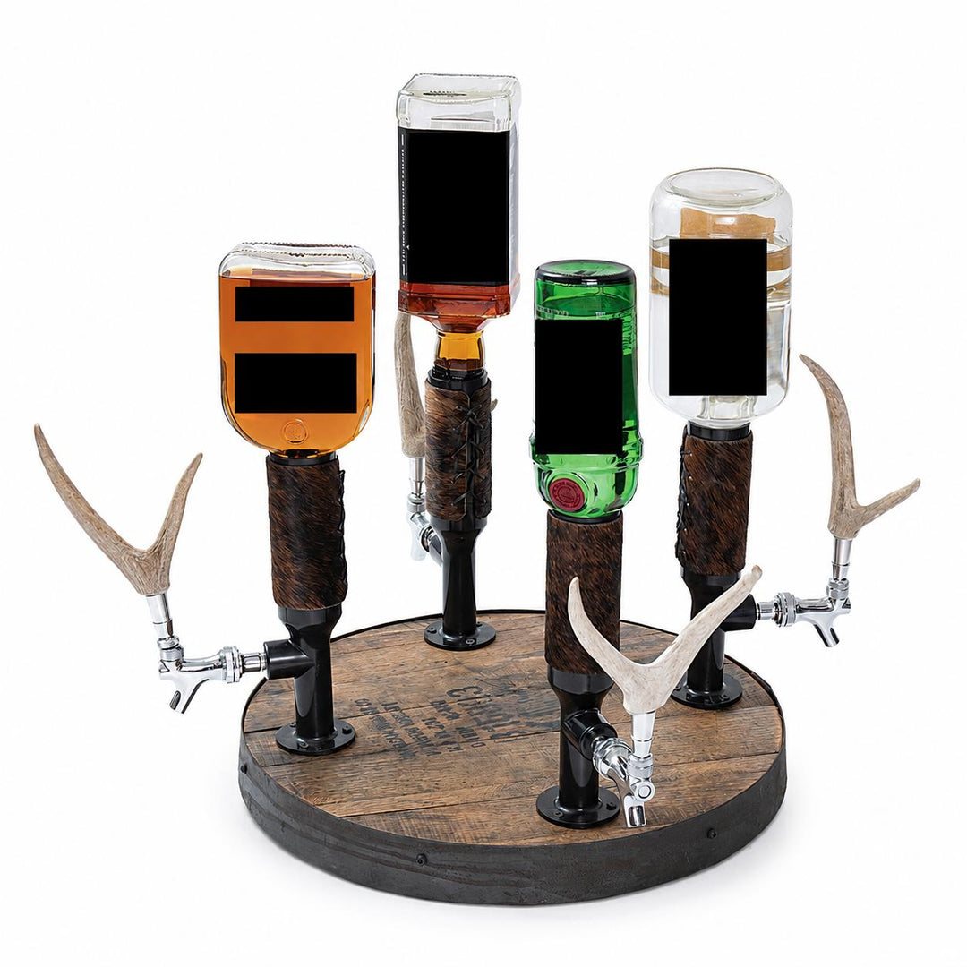 Lazy Susan Whiskey Tower 4 Bottle Liquor Dispenser-Home/Giftware-Kevin's Fine Outdoor Gear & Apparel