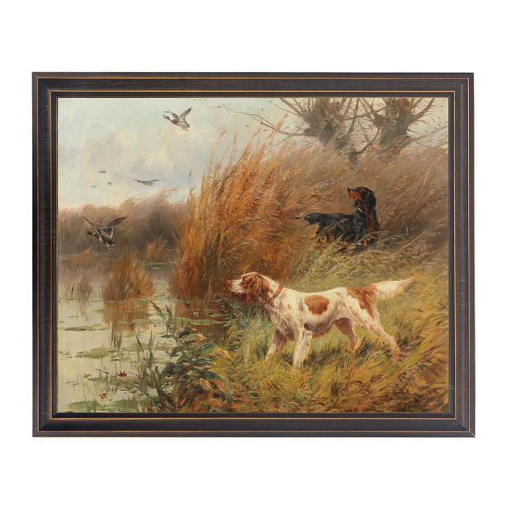 Vintage Hunting Dogs Oil Reproduction-Home/Giftware-Flushing Ducks-Kevin's Fine Outdoor Gear & Apparel