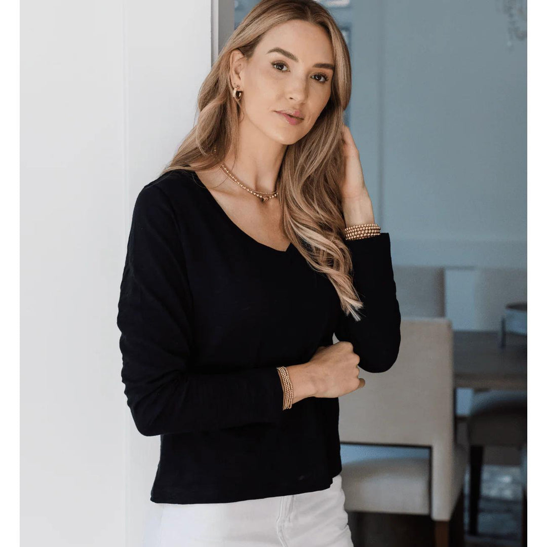 Erin Gray Women's Vintage Low-KeyLong Sleeve V Neck-Women's Clothing-Black-XS-Kevin's Fine Outdoor Gear & Apparel