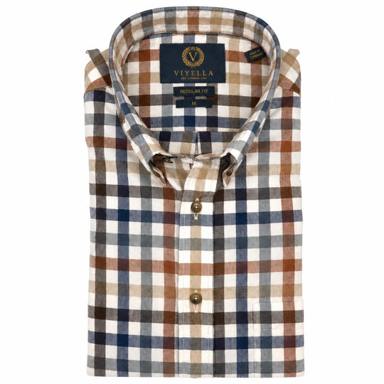 Viyella Button Down Long Sleeve Sport Shirt-Men's Clothing-Natural Red/White/Blue-M-Kevin's Fine Outdoor Gear & Apparel