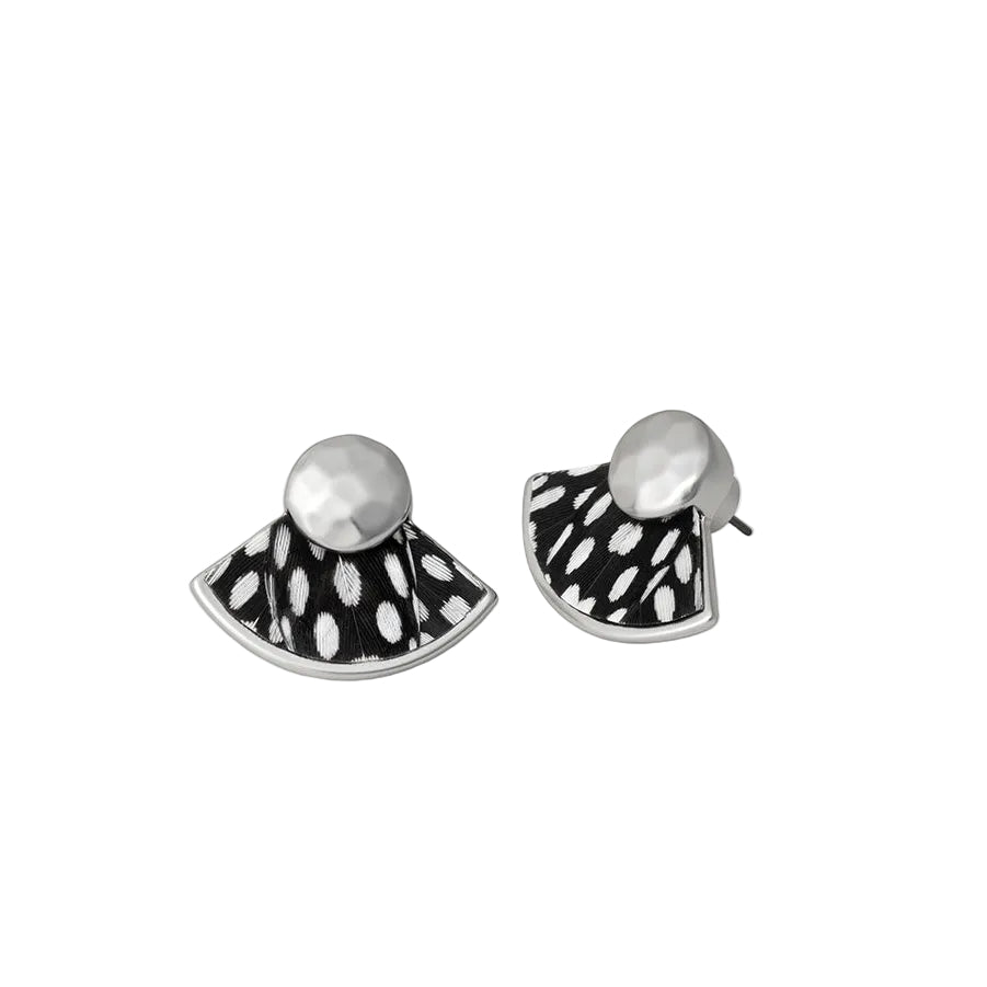 Brackish Hiott Guinea Feather Silver Stud Earrings-Jewelry-Kevin's Fine Outdoor Gear & Apparel