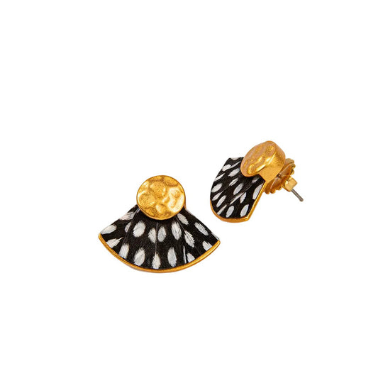 Brackish Hiott Guinea Feather Gold Stud Earrings-Jewelry-Kevin's Fine Outdoor Gear & Apparel