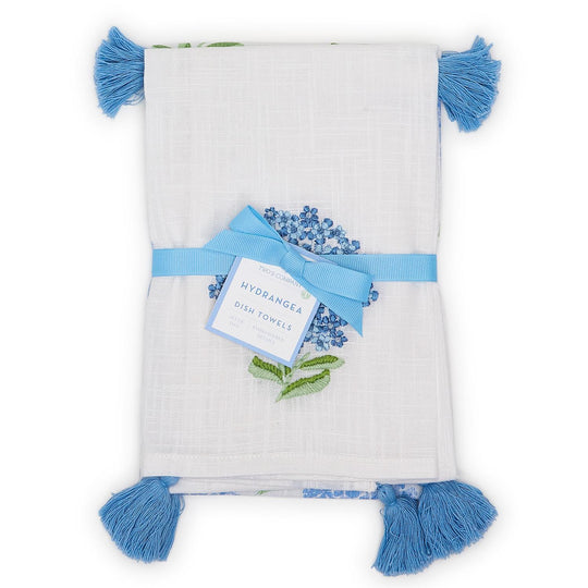 Hydrangea Dish Towels with Decorative Tassels (Set of 2)-Home/Giftware-Kevin's Fine Outdoor Gear & Apparel