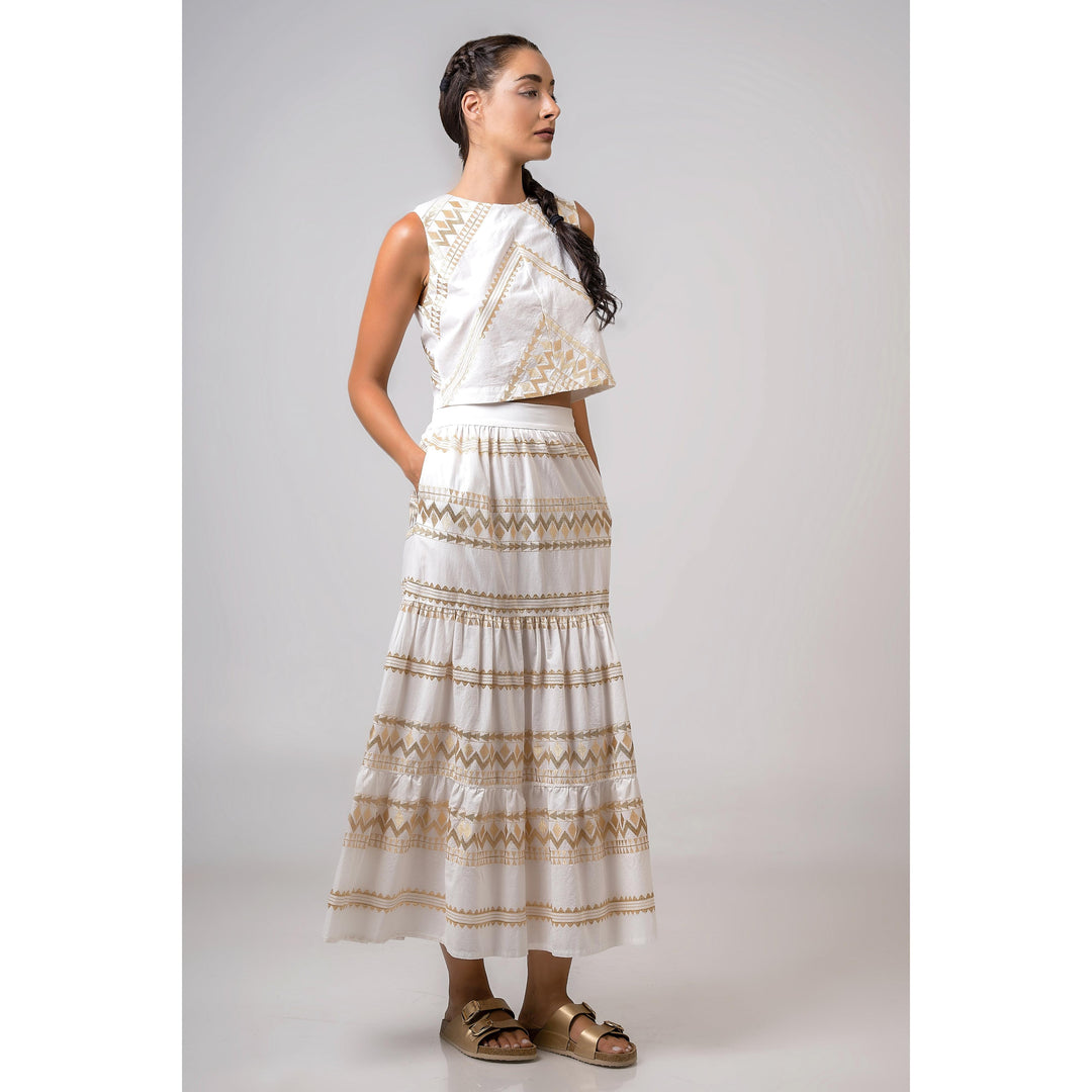 Aether Concept Cotton Skirt-Women's Clothing-Off White/Gold-XS-Kevin's Fine Outdoor Gear & Apparel