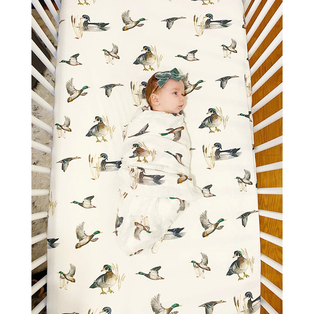Saltwater Swaddle Crib Sheet-Children's Clothing-Diving Ducks-Kevin's Fine Outdoor Gear & Apparel