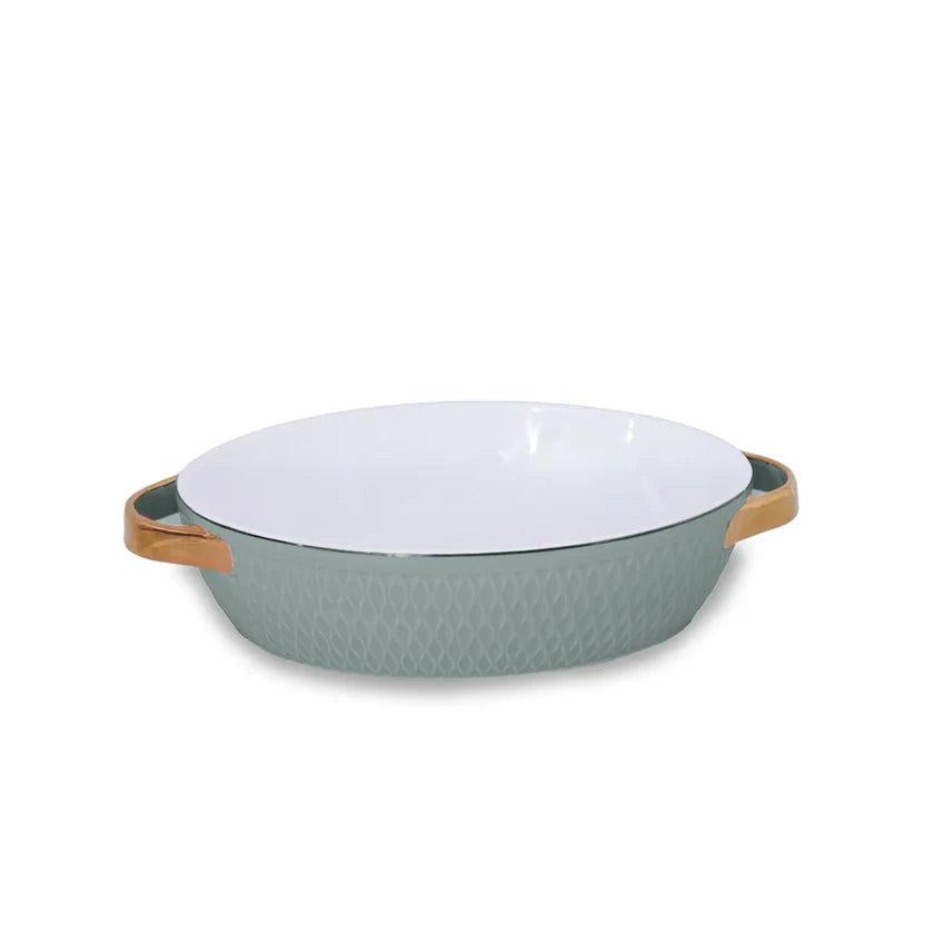 Beatriz Ball Ceramic Small Oval Baker with Gold Handles-Home/Giftware-Sage-Kevin's Fine Outdoor Gear & Apparel