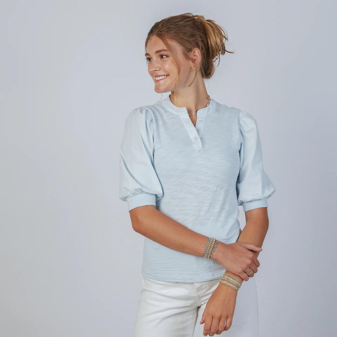 Erin Gray Women's Kate Puff-Sleeve V-Neck-Women's Clothing-Sky Blue-XS-Kevin's Fine Outdoor Gear & Apparel