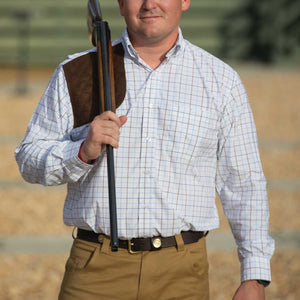 Kevin's Long Sleeve Blue/Brown Performance Tattersall Right Hand Shooting Shirt-Men's Clothing-Kevin's Fine Outdoor Gear & Apparel
