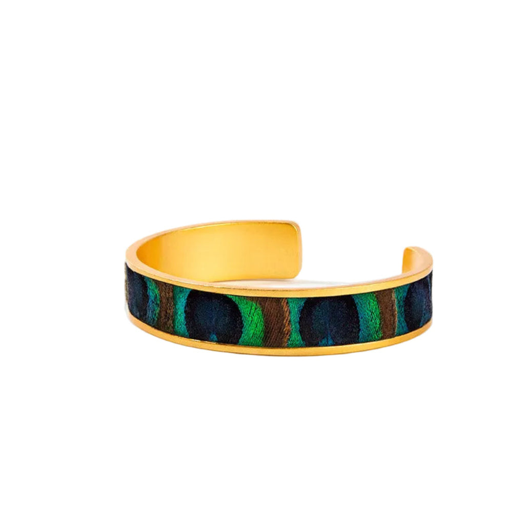 Brackish Mary Ann Peacock Feathers Thin Cuff Bracelet-Jewelry-Kevin's Fine Outdoor Gear & Apparel