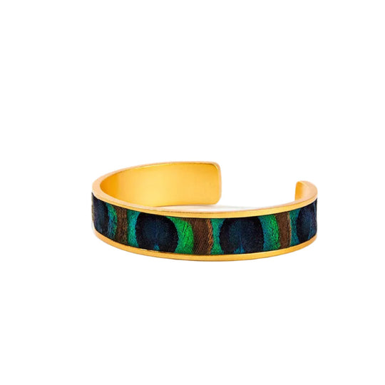 Brackish Mary Ann Peacock Feathers Thin Cuff Bracelet-Jewelry-Kevin's Fine Outdoor Gear & Apparel