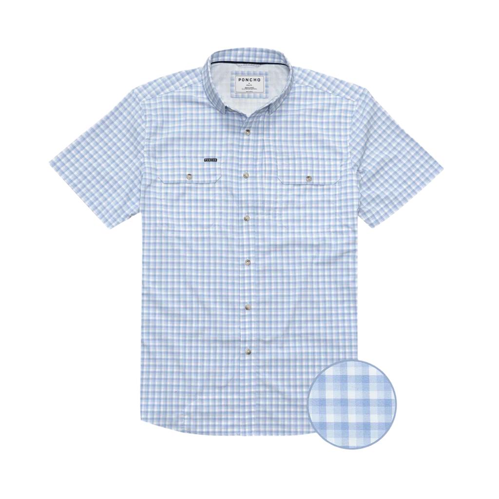 Poncho The Ono Original Short Sleeve Shirt-Men's Clothing-Blue and White Plaid-Regular-S-Kevin's Fine Outdoor Gear & Apparel