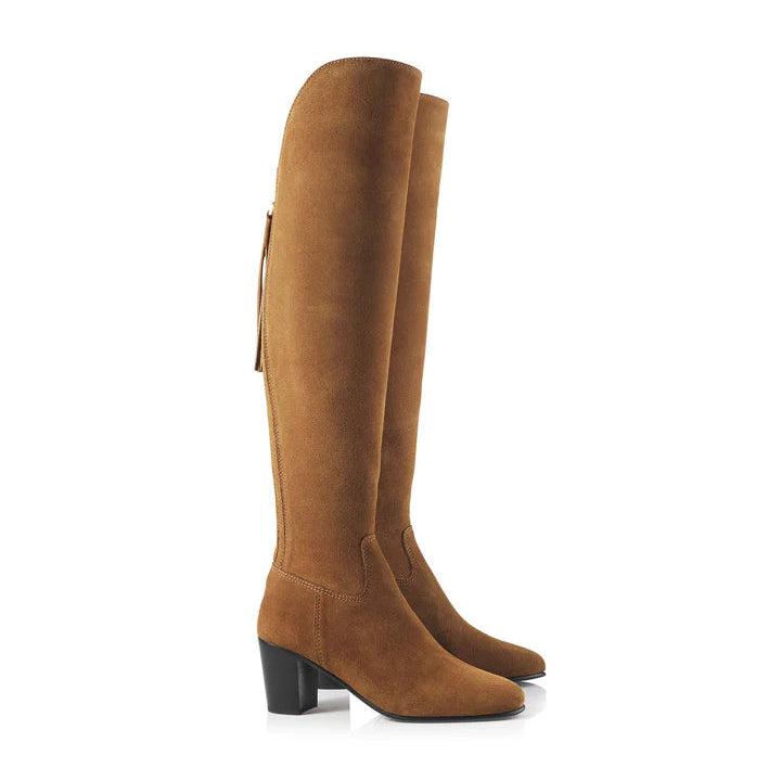 Fairfax & Favor Women's Heeled Amira Over-the-Knee Suede Boot-Women's Footwear-Tan-US 6/EU 37-Kevin's Fine Outdoor Gear & Apparel