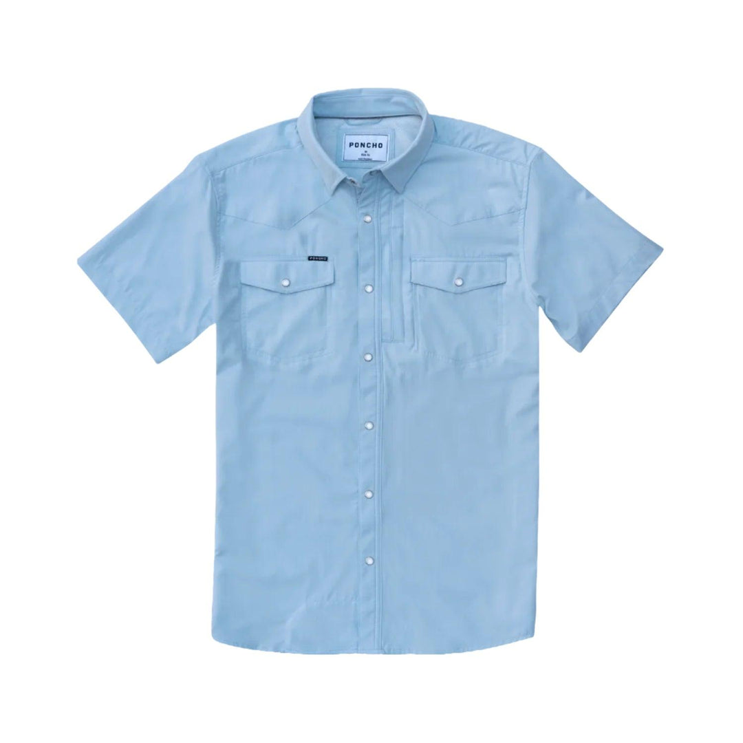 Poncho The Pedernales Western Short Sleeve Shirt-Men's Clothing-Light Blue-Regular-S-Kevin's Fine Outdoor Gear & Apparel