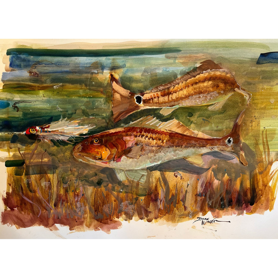 “Trolling A Streamer For Red Fish“ Painting By Dirk Walker-Home/Giftware-Kevin's Fine Outdoor Gear & Apparel