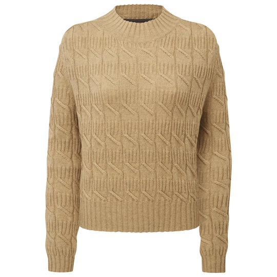 Schoffel Ladies Sandsend Cable Jumper-Women's Clothing-Warm Sand-US4/UK8-Kevin's Fine Outdoor Gear & Apparel