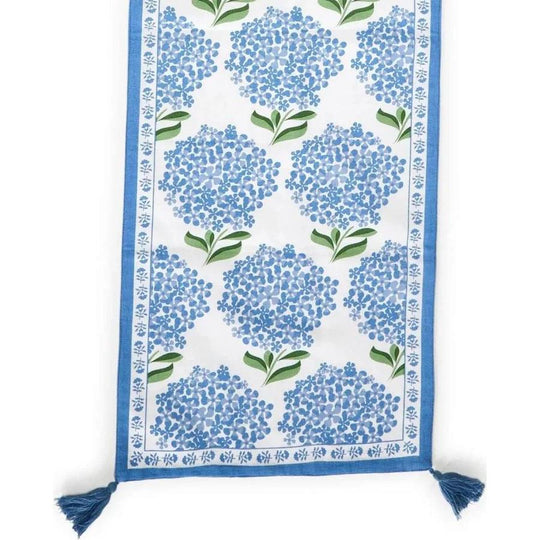 Hydrangea Table Runner with Tassel Accents-Home/Giftware-Kevin's Fine Outdoor Gear & Apparel