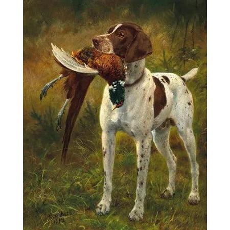 Vintage Dog with Pheasant Framed Oil Portrait Reproduction-Home/Giftware-Kevin's Fine Outdoor Gear & Apparel