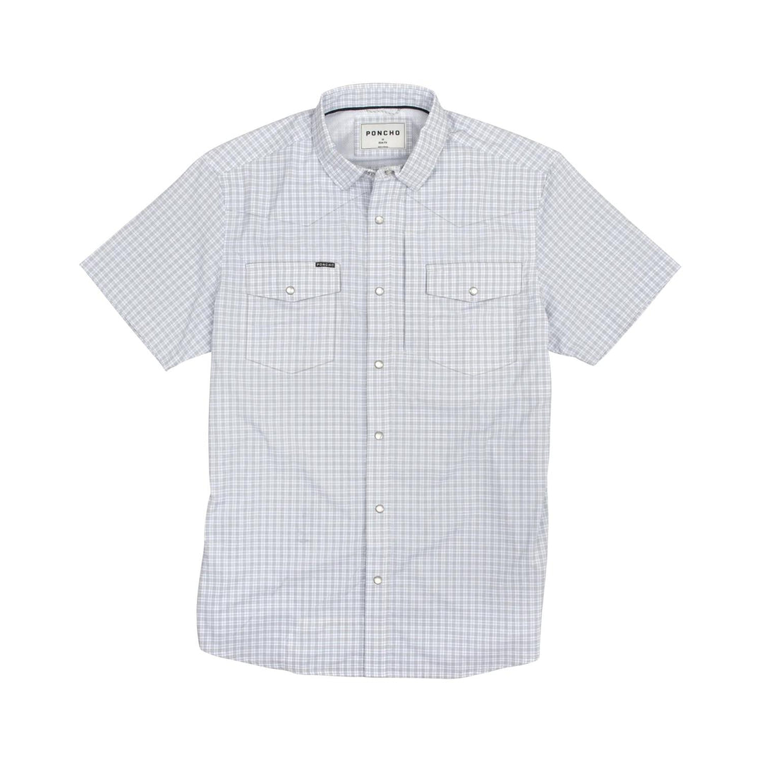 Poncho The Shorthorn Western Short Sleeve Shirt-Men's Clothing-Grey and Blue Plaid-Regular-S-Kevin's Fine Outdoor Gear & Apparel