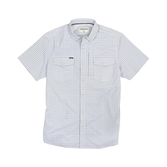 Poncho The Shorthorn Western Short Sleeve Shirt-Men's Clothing-Grey and Blue Plaid-Regular-S-Kevin's Fine Outdoor Gear & Apparel