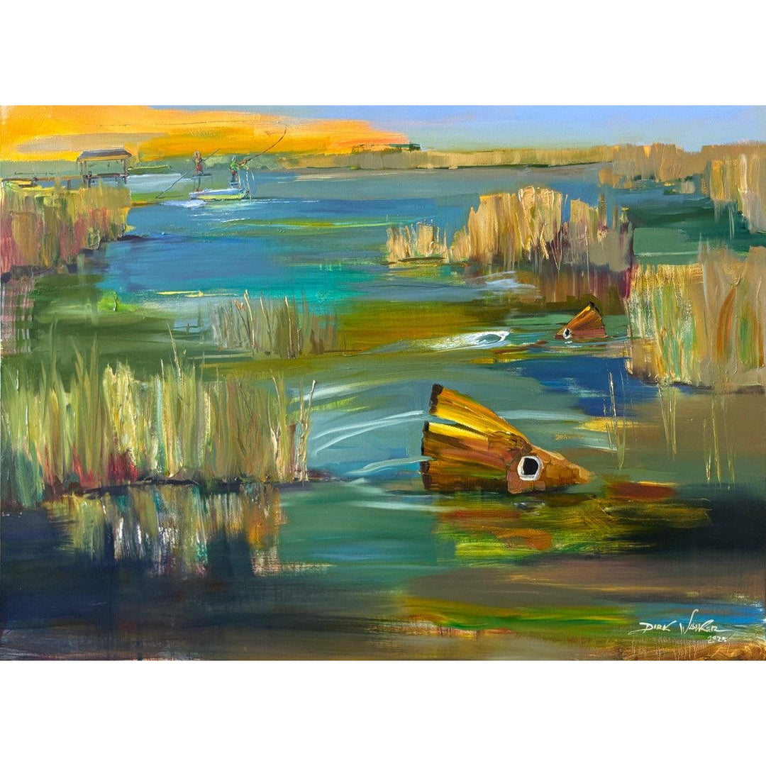 "Sight Fishing For Bull Reds In The Low Country" Painting by Dirk Walker-Home/Giftware-Kevin's Fine Outdoor Gear & Apparel