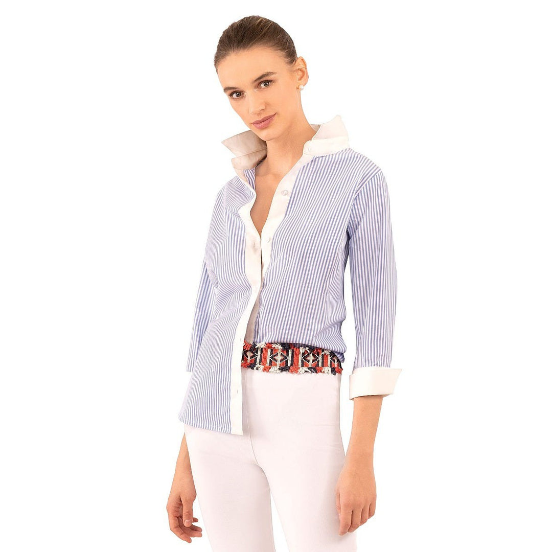 Gretchen Scott Studio 54 Boyfriend Shirt-Women's Clothing-Periwinkle-S-Kevin's Fine Outdoor Gear & Apparel