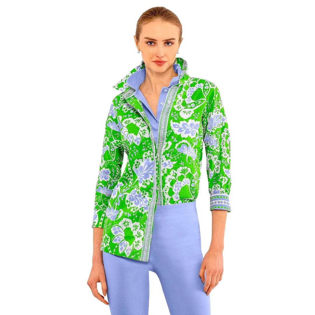Gretchen Scott Comfy Cozy Flora Shirt-Women's Clothing-Kelly/Peri-S-Kevin's Fine Outdoor Gear & Apparel