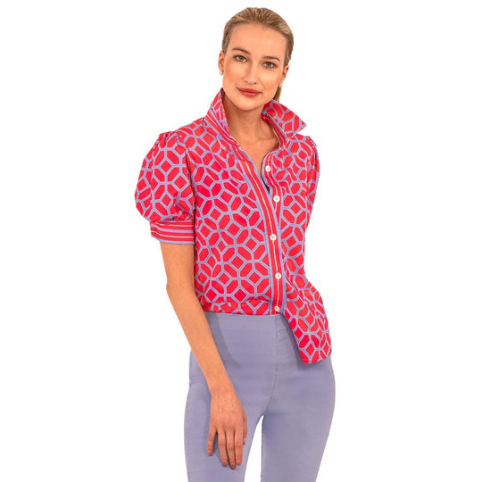 Gretchen Scott Puff Sleeve- Lucy in The Sky With Diamonds Top-Women's Clothing-Coral/Peri-S-Kevin's Fine Outdoor Gear & Apparel