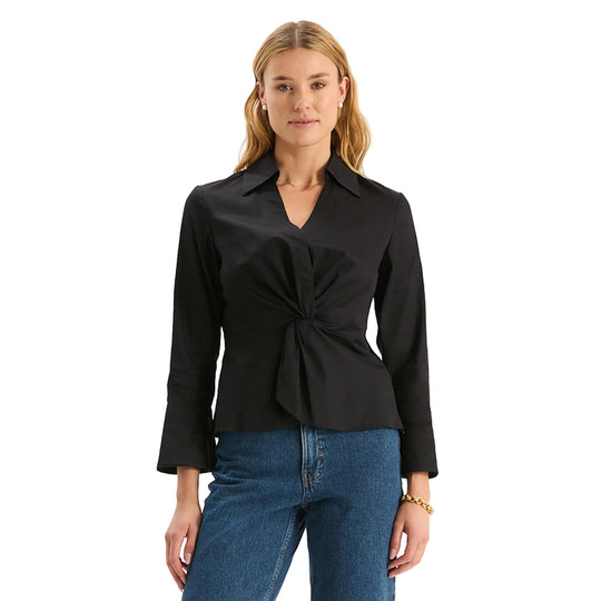Tyler Boe Paige Cotton Twisted Front Top-Women's Clothing-Black-XS-Kevin's Fine Outdoor Gear & Apparel