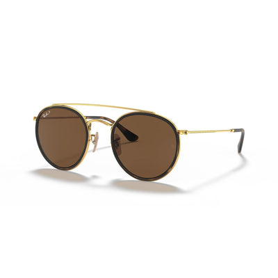 Ray Ban 0RB3647 Round Double Ridge Sunglasses-Sunglasses-POLARIZED BROWN CLASSIC B-15-GOLD-Kevin's Fine Outdoor Gear & Apparel