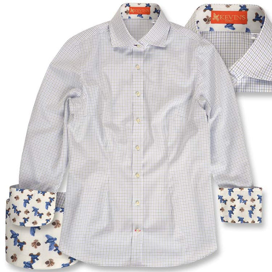 LadiesÃ¢â‚¬â„¢ Egyptian Cotton Tattersall with Custom Quail and Pine Lining