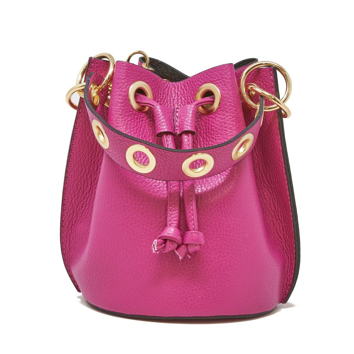 Italian Made Mini Bucket Bag-Women's Accessories-HOT PINK LEATHER-ONE SIZE-Kevin's Fine Outdoor Gear & Apparel