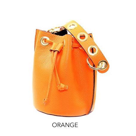 Italian Made Mini Bucket Bag-Women's Accessories-ORANGE LEATHER-Kevin's Fine Outdoor Gear & Apparel