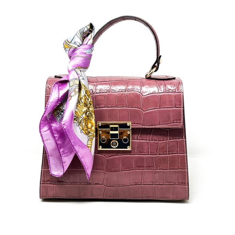 Kevin's Ladies Leather Hand Bag with Silk Scarf-Handbags-Rasberry-Kevin's Fine Outdoor Gear & Apparel