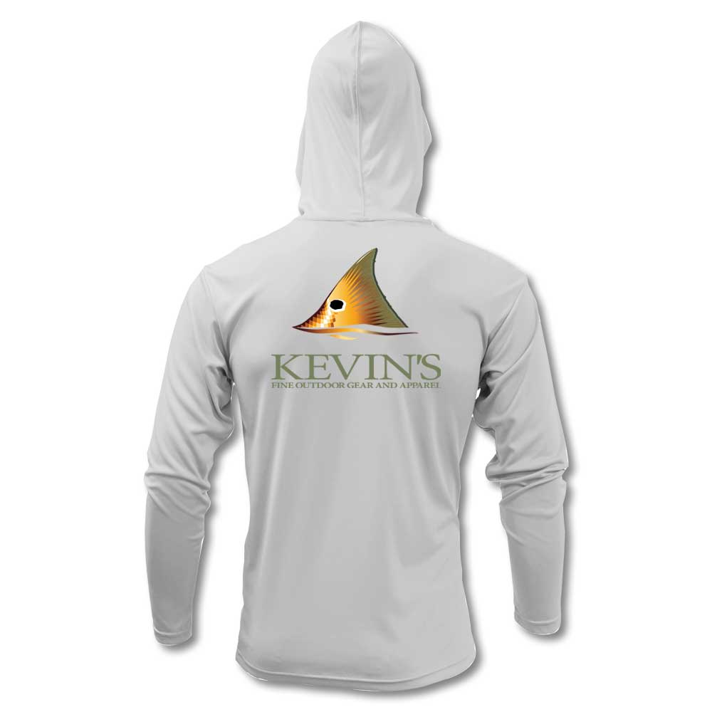 Kevin's Red Fish Tail Xtreme Tek Long Sleeve Hoodie-Men's Clothing-SILVER-S-Kevin's Fine Outdoor Gear & Apparel