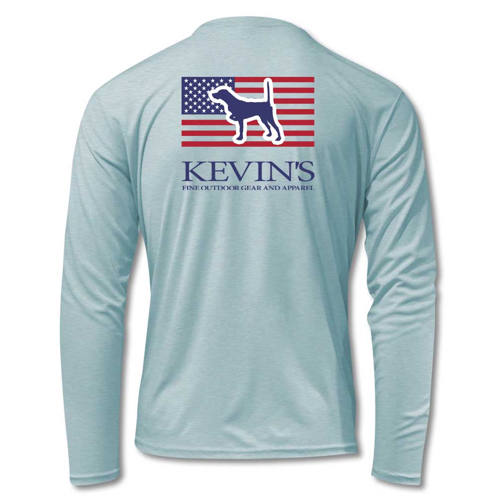 Kevin's Pointer Flag Long Sleeve Performance T-Shirt-Men's Clothing-Artic Blue-S-Kevin's Fine Outdoor Gear & Apparel