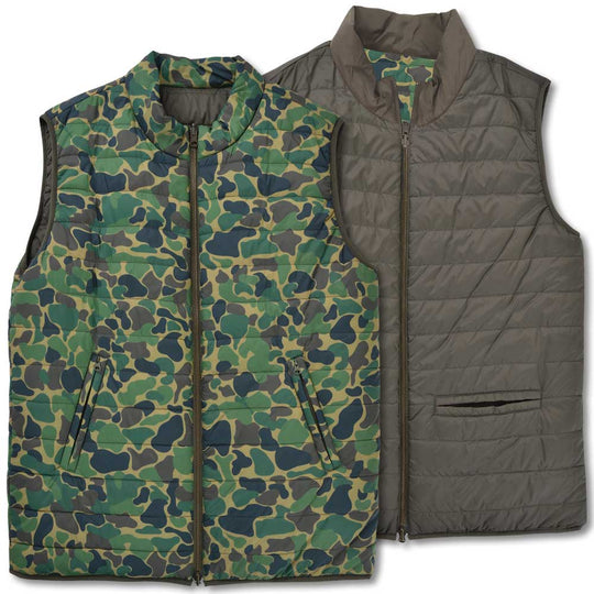 Kevin's Reversible Quilted Puffer Vest-MENS CLOTHING-OLIVE CAMO-S-Kevin's Fine Outdoor Gear & Apparel