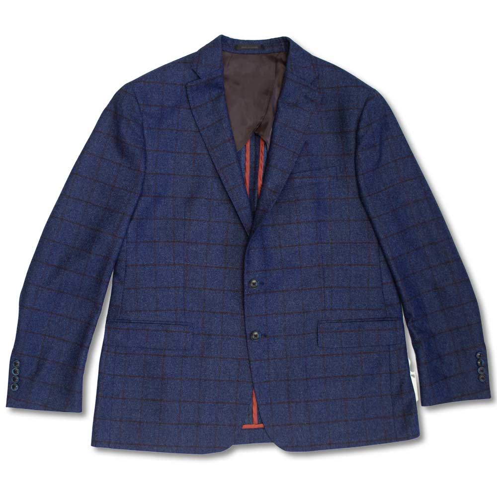 Kevin's Italian Lightweight Wool Two Button Sports Coat-MENS CLOTHING-Blue/Brown-38R-Kevin's Fine Outdoor Gear & Apparel