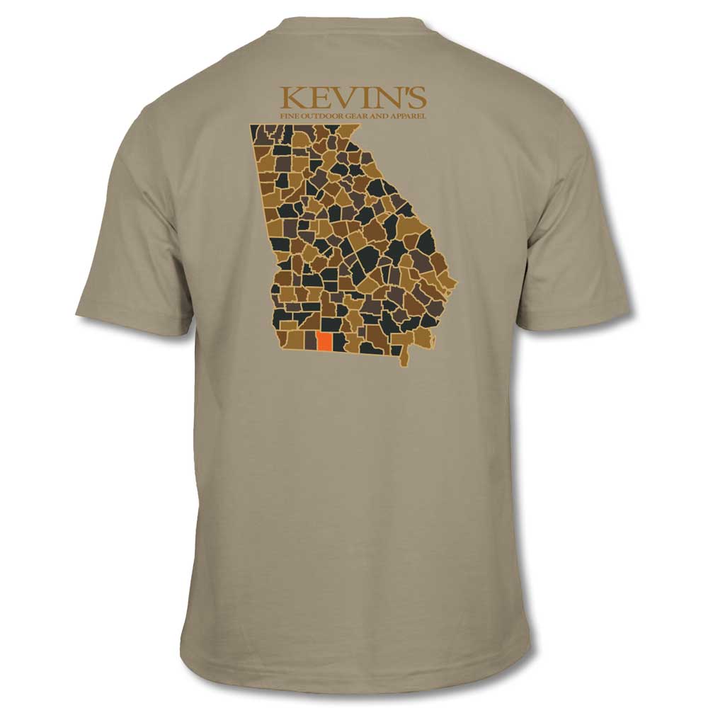 Kevin's Vintage Waterfowl Camo Georgia Map Short Sleeve T-Shirt-T-Shirts-STONE-S-Kevin's Fine Outdoor Gear & Apparel