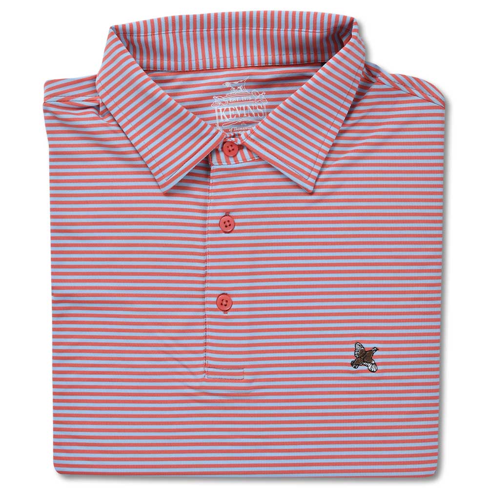 Kevin's Stretch Performance Striped Polo-MENS CLOTHING-CAYENNE/SEAFOAM-S-Kevin's Fine Outdoor Gear & Apparel