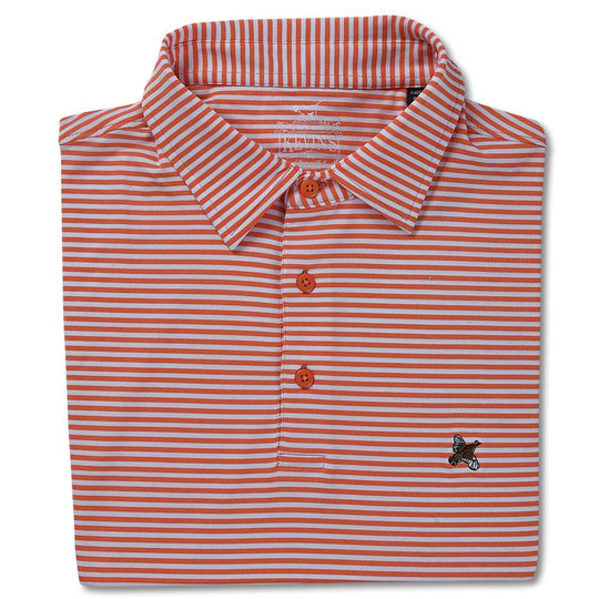 Kevin's Stretch Performance Striped Polo-MENS CLOTHING-TANGERINE/WHITE-S-Kevin's Fine Outdoor Gear & Apparel