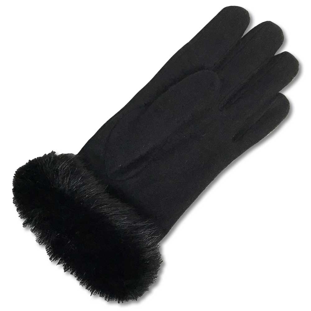 Cashmere and Mink Trimmed Gloves-Women's Accessories-Black-Kevin's Fine Outdoor Gear & Apparel